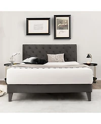 Gouun Queen Size Upholstered Platform Bed with Tufted Headboard-Queen Size