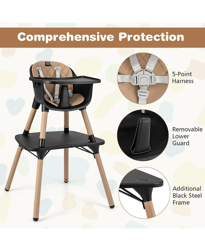 Gouun 4-in-1 Baby Convertible Toddler Table Chair Set with Pu Cushion