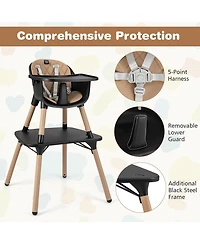 Gouun 4-in-1 Baby Convertible Toddler Table Chair Set with Pu Cushion