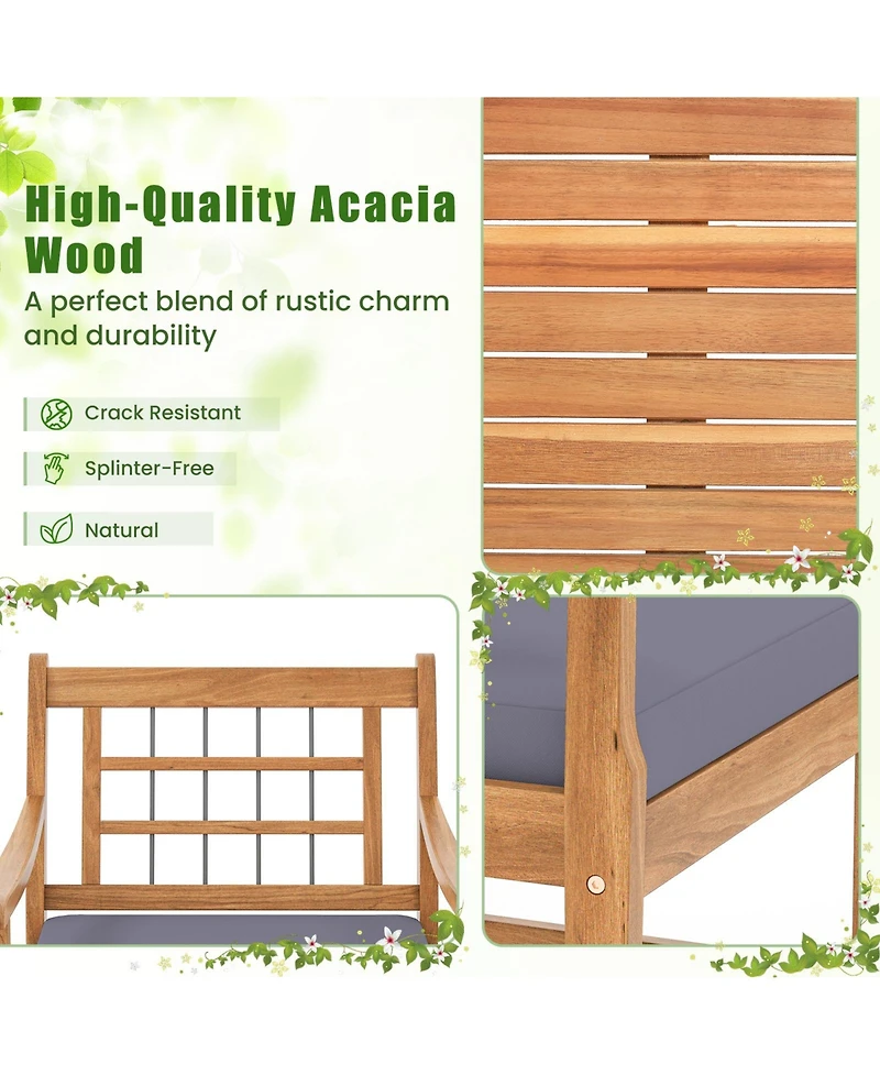 Gouun 3 Piece Wood Patio Furniture Set with Seat Cushions and Acacia Wood Frame