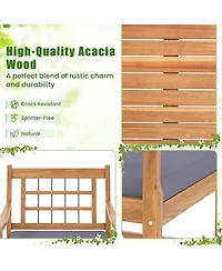 Gouun 3 Piece Wood Patio Furniture Set with Seat Cushions and Acacia Wood Frame