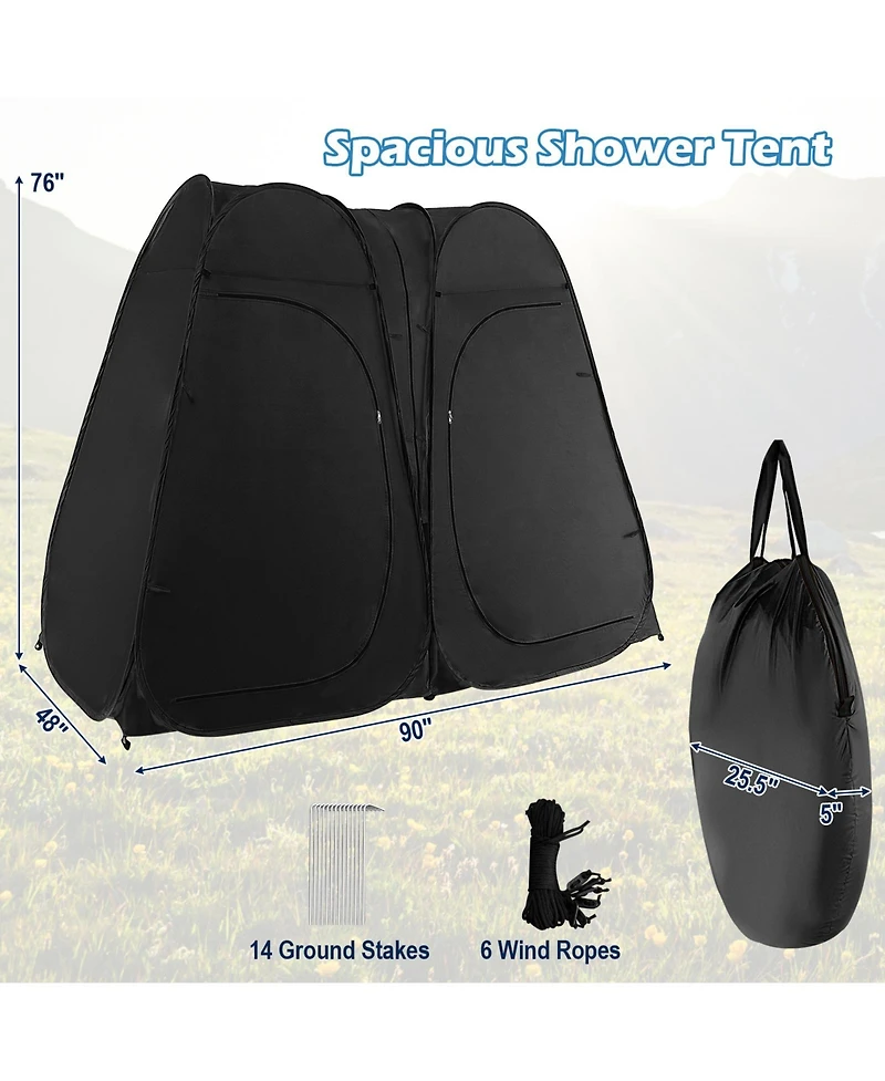 Gouun Oversized Pop Up Shower Tent with Window Floor and Storage Pocket