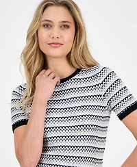 Anne Klein Women's Stripe Stitch Crewneck Top