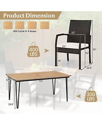Gouun 7 Pieces Patio Dining Set with Acacia Wood Dining Table for Porch Backyard Garden Poolside