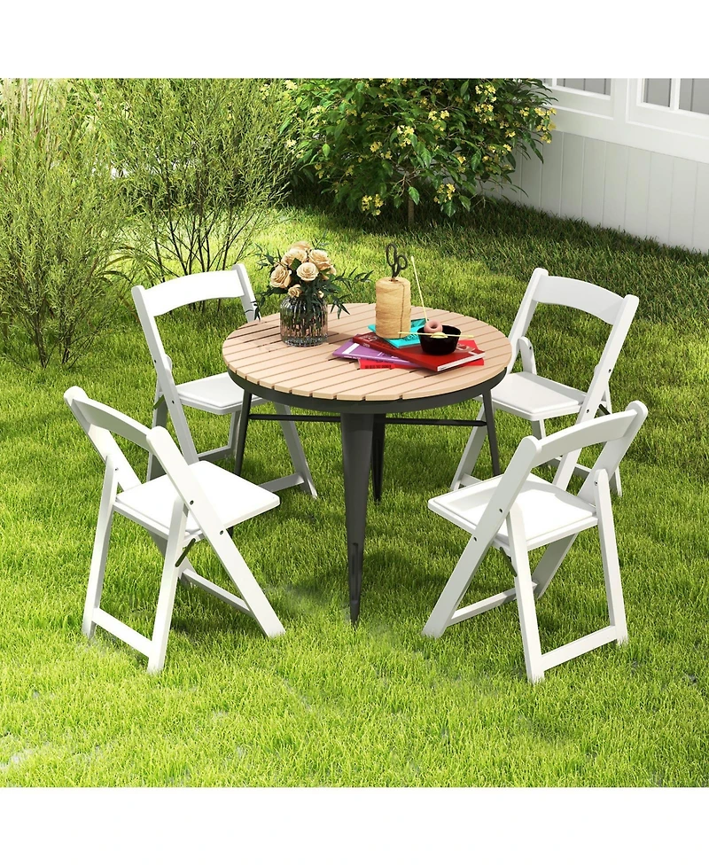 Gouun Set of 4 Dining Chairs Foldable Kitchen Chair with Rubber Wood Legs and Padded Seat