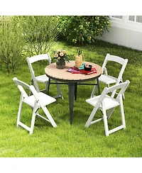 Gouun Set of 4 Dining Chairs Foldable Kitchen Chair with Rubber Wood Legs and Padded Seat