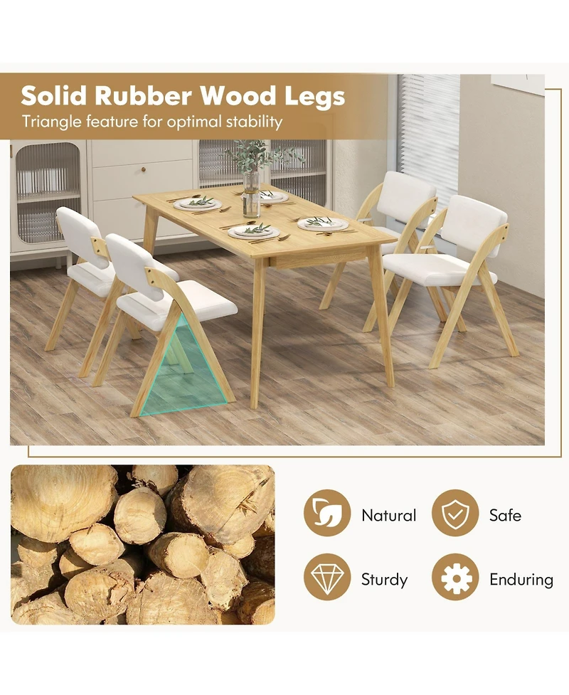 Gouun Set of 2 Folding Kitchen Dining Chairs with Rubber Wood Legs