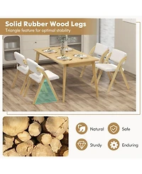Gouun Set of 2 Folding Kitchen Dining Chairs with Rubber Wood Legs