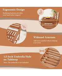 Gouun Outdoor Patio Wood 2-Seat Conversation Set with Table and Umbrella Hole