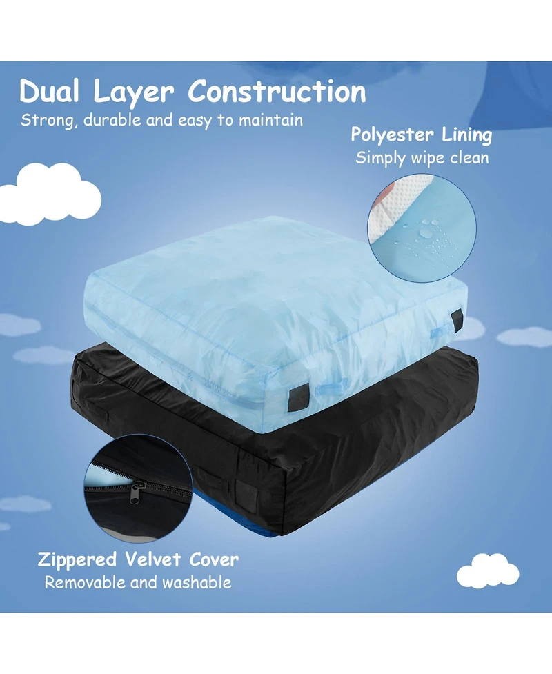 Gouun 57 x 57 Inch Crash Pad Sensory Mat with Foam Blocks and Washable Velvet Cover