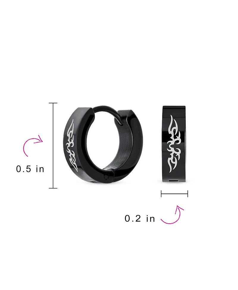 Bling Jewelry Biker Jewelry Small Spiritual Guardian Angel Wings Huggie Hoop Kpop Earrings Or Stainless Steel
