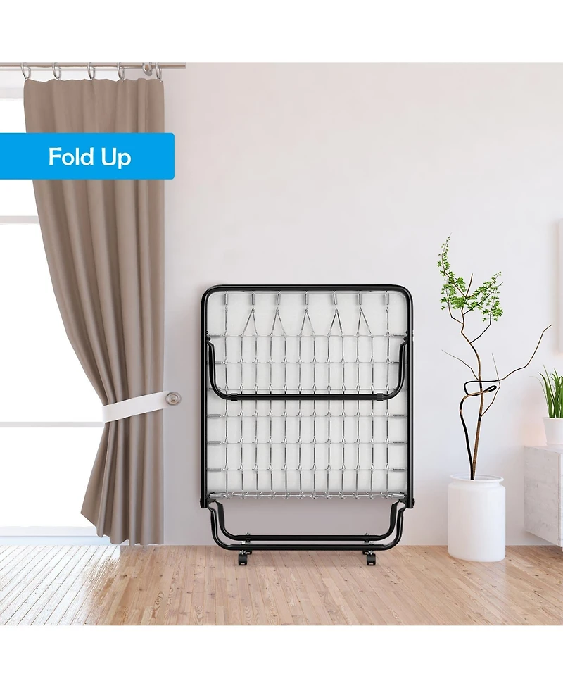 Gouun Rollaway Folding Bed with Memory Foam Mattress and Sturdy Metal Frame Made in Italy
