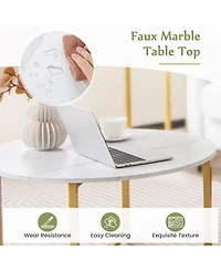 Gouun 3-Piece Table Set Round Table and 2PCS Square End Tables