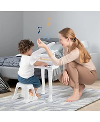 Gymax 37 Keys Kids Piano Keyboard Toy Toddler Musical Instrument w/ Stool & Microphone