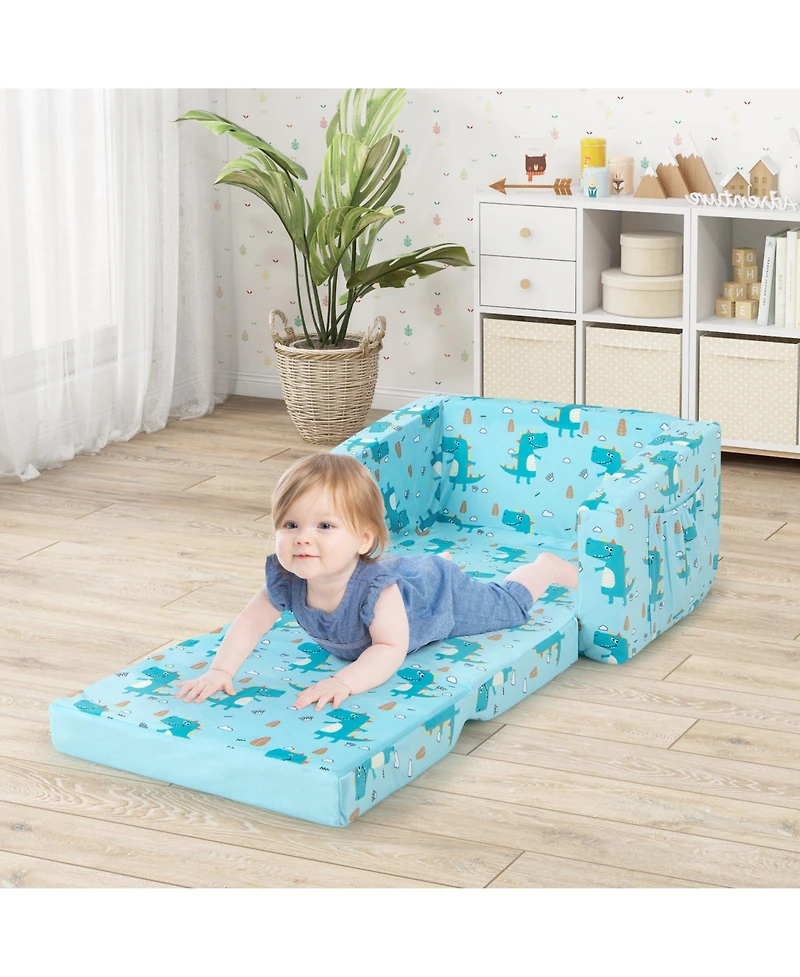 Gouun Kids Recliner Sofa Converts to Sleeper Bed for Boys Girls