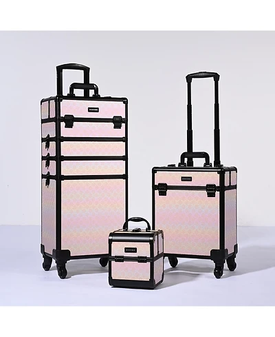 Byootique 3-Piece Makeup Train Cases Cosmetic Organizer Kit Grace ForgetMeNo