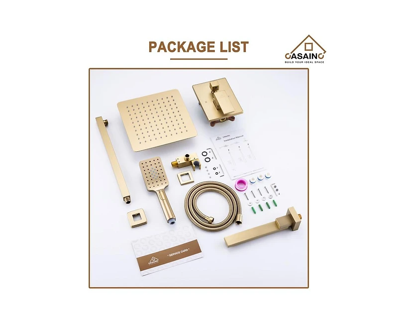 Casainc Built-In Shower Faucet System with 3-way Diverter Pressure-balanced Valve Included