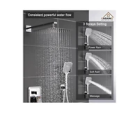 Casainc 10 Inch Wall Mounted Square Shower System Set with Handheld Spray