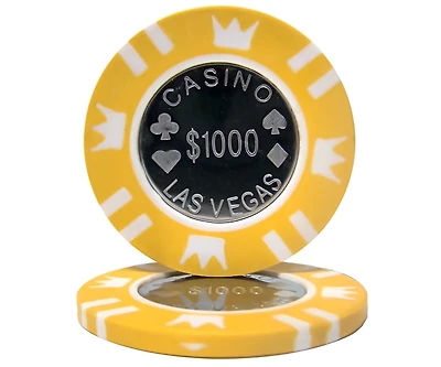 Slickblue Poker Chips with Coin Inlay - 25-Pack, $1000 Denomination
