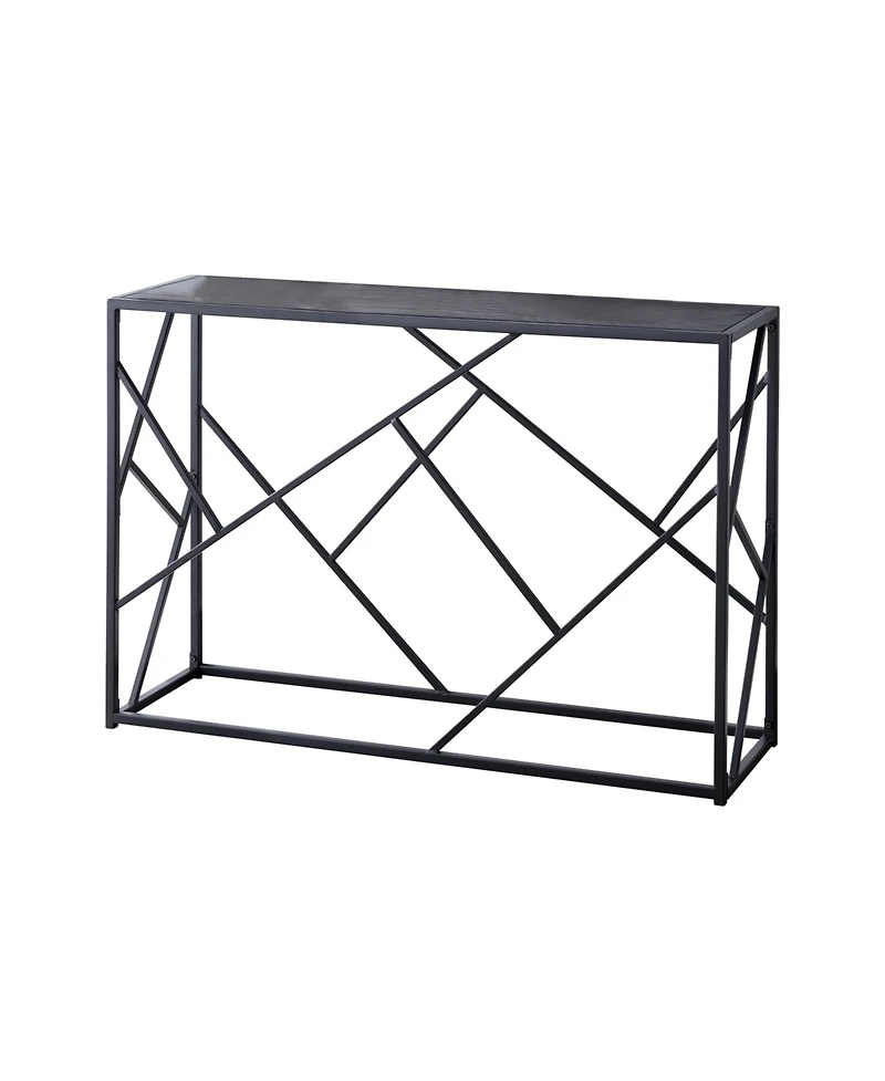 Kings Brand Furniture Macon Modern Console Sofa Table, Black Metal Frame & Gray Wood - Perfect for Entryways and Living Rooms