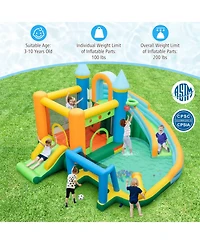 Gouun Inflatable Water Slide with Dual Slides and Splash Pool Bounce House with 680W Blower