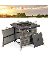 Gouun 29 Inch Propane Rattan Firepit Table with Lava Rocks and Protective Cover