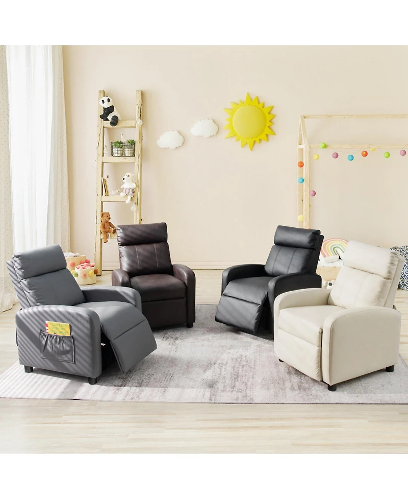 Gouun Ergonomic Pu Leather Kids Recliner Lounge Sofa for 3-12 Age Group