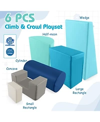 Gouun 6 Pieces Foam Climbing Blocks Indoor Climb and Crawl Activity Playset with Rectangles