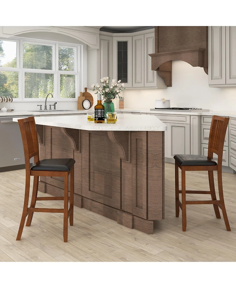 Gouun 2-Piece Bar Chair Set Counter Height Bar Stool with Backrest