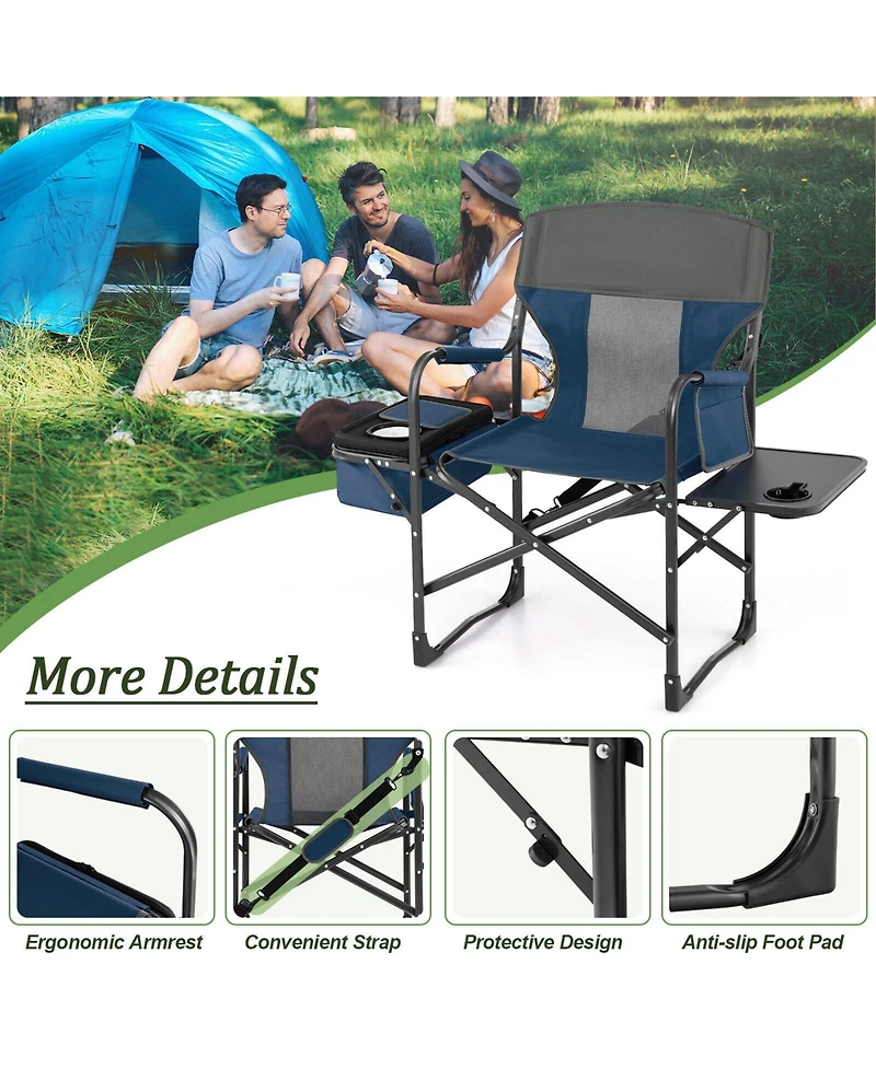 Gouun Folding Camping Directors Chair with Cooler Bag and Side Table