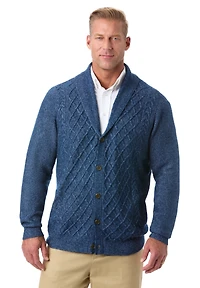 KingSize Big & Tall Soft Cable Knit Shawl Collar Cardigan