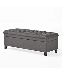 Button-Tufted Storage Ottoman with Soft-Close Lid, Storage for Bedroom, Living Room, Entryway-The Pop Home