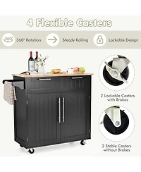 Gouun Heavy Duty Rolling Kitchen Cart with Tower Holder and Drawer