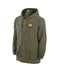Jordan Men's Olive Michigan Wolverines 2024 Military Appreciation Full-Snap Hoodie Jacket