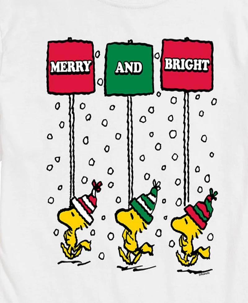 Airwaves Men's Peanuts Merry and Bright Short Sleeve Tee