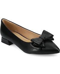 Journee Collection Women's Ophelia Bow Low Block Heel Dress Flats