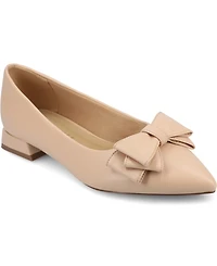 Journee Collection Women's Ophelia Bow Low Block Heel Dress Flats