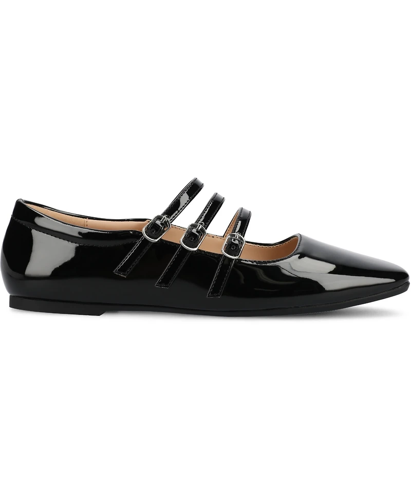 Journee Collection Women's Darlin Multi Strap Mary Jane Square Toe Flats