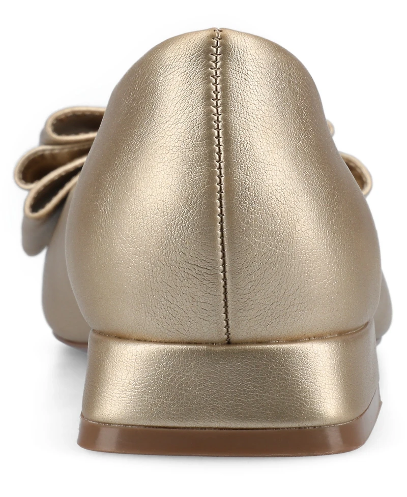 Journee Collection Women's Ophelia Bow Low Block Heel Dress Flats