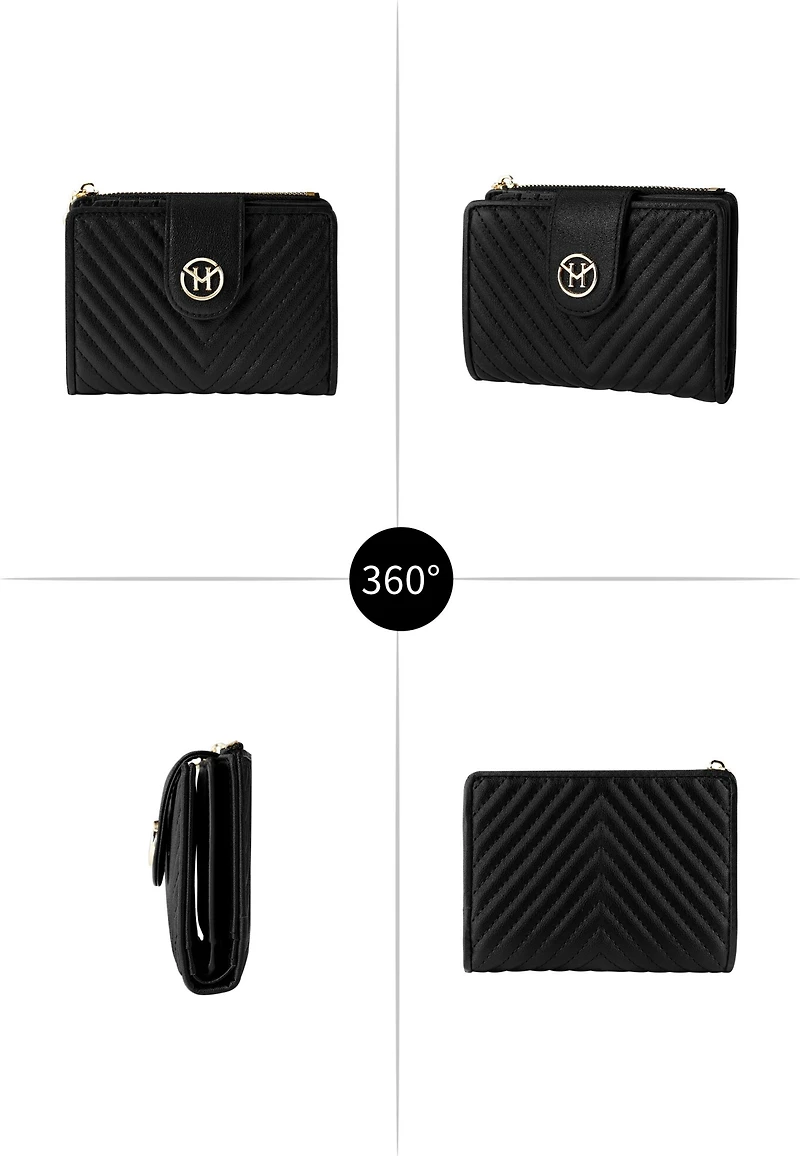 Rosi Women's Genuine Leather Wallets V-stripe Quilted 20+ card slots Victoria Hyde