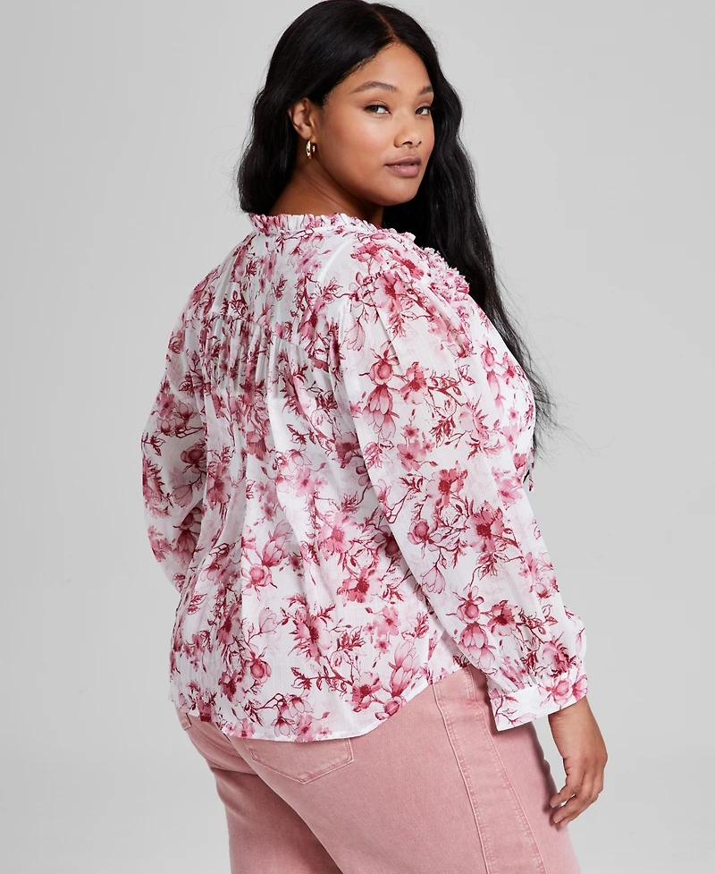 And Now This Trendy Plus Size Ruffled Button-Front Top, Exclusively at Macy's