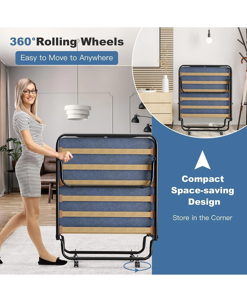 Gouun Portable Folding Bed with Memory Foam Mattress and Sturdy Metal Frame Made in Italy