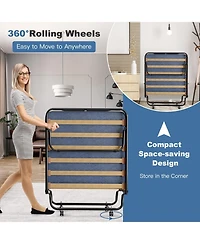 Gouun Portable Folding Bed with Memory Foam Mattress and Sturdy Metal Frame Made in Italy