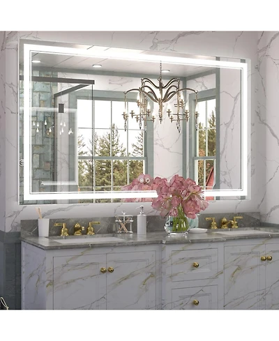 keonjinn Frameless Led 3 Color Dimmable Lighting Bathroom Vanity Mirror, Memory Function, Anti-fog