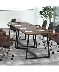 Gouun Large Dining Table with Heavy-duty Metal Frame and Anti-slip Foot Pads