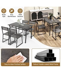 Gouun 5 Piece Dining Table Set with Storage Rack and Metal Frame
