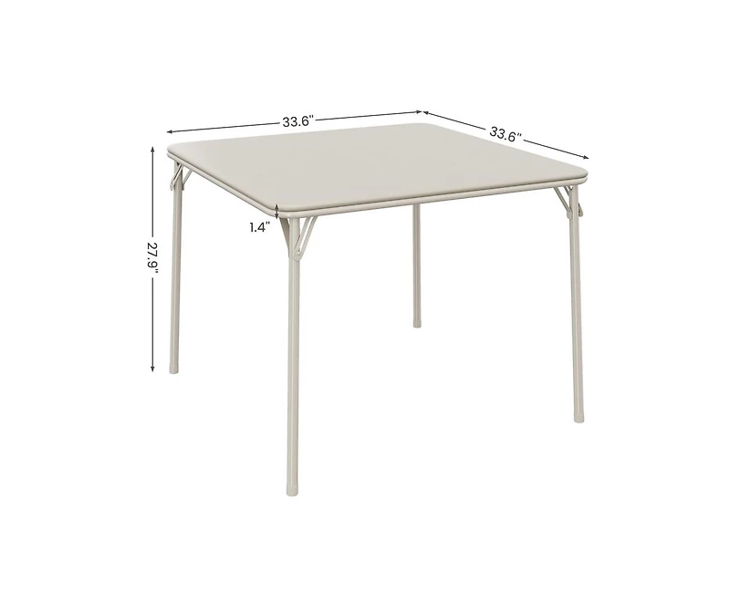 gaomon Folding Table, 33.6 Inch Folding Card Table, Portable Square Folding Table with Pu Soft Cushion, Beige Metal Foldable Table Suitable for Living