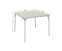 gaomon Folding Table, 33.6 Inch Folding Card Table, Portable Square Folding Table with Pu Soft Cushion, Beige Metal Foldable Table Suitable for Living