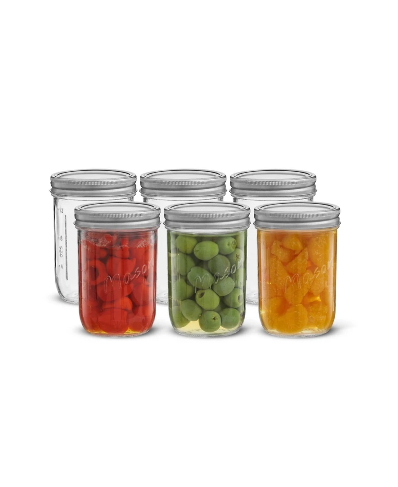 JoyJolt Wide Set of 6 Mason Jars with Airtight Lids