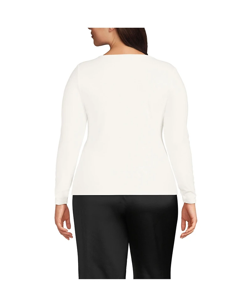 Lands' End Plus Long Sleeve Rib Square Neck Tee